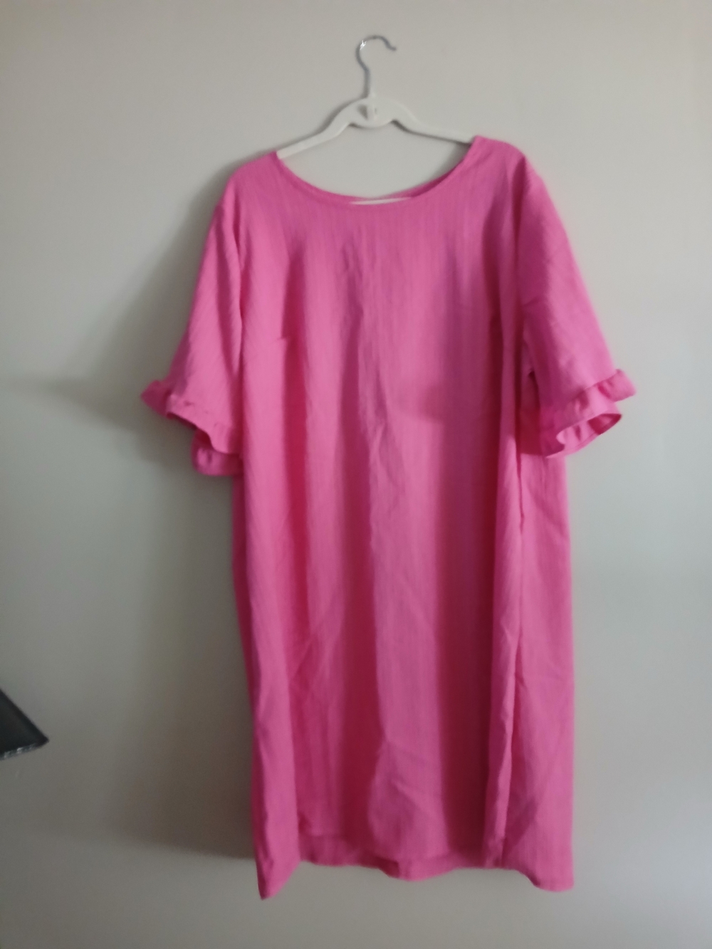 SHEIN Pink Ruffle Sleeve Midi Dress
